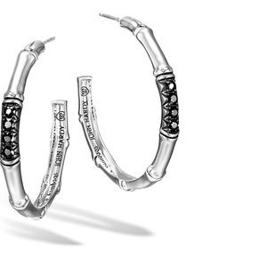 John Hardy Bamboo and Black Sapphire Hoops